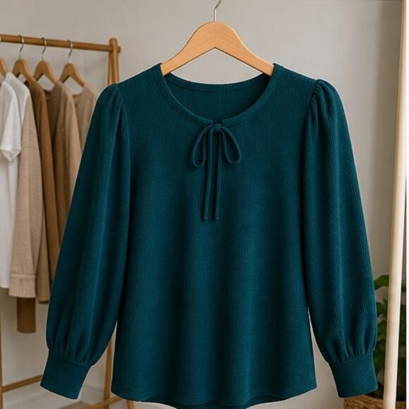 None Tops - Teal Wrap Blouse